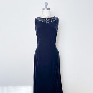 dave & johnny vintage black‎ velvet whimsygoth formal maxi dress womens 14